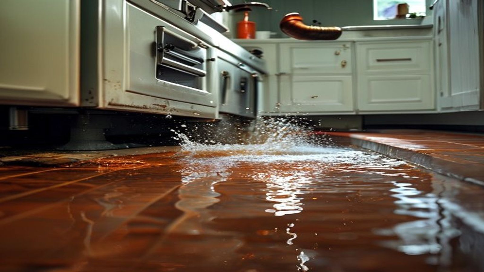 Burst pipe under kitchen sink