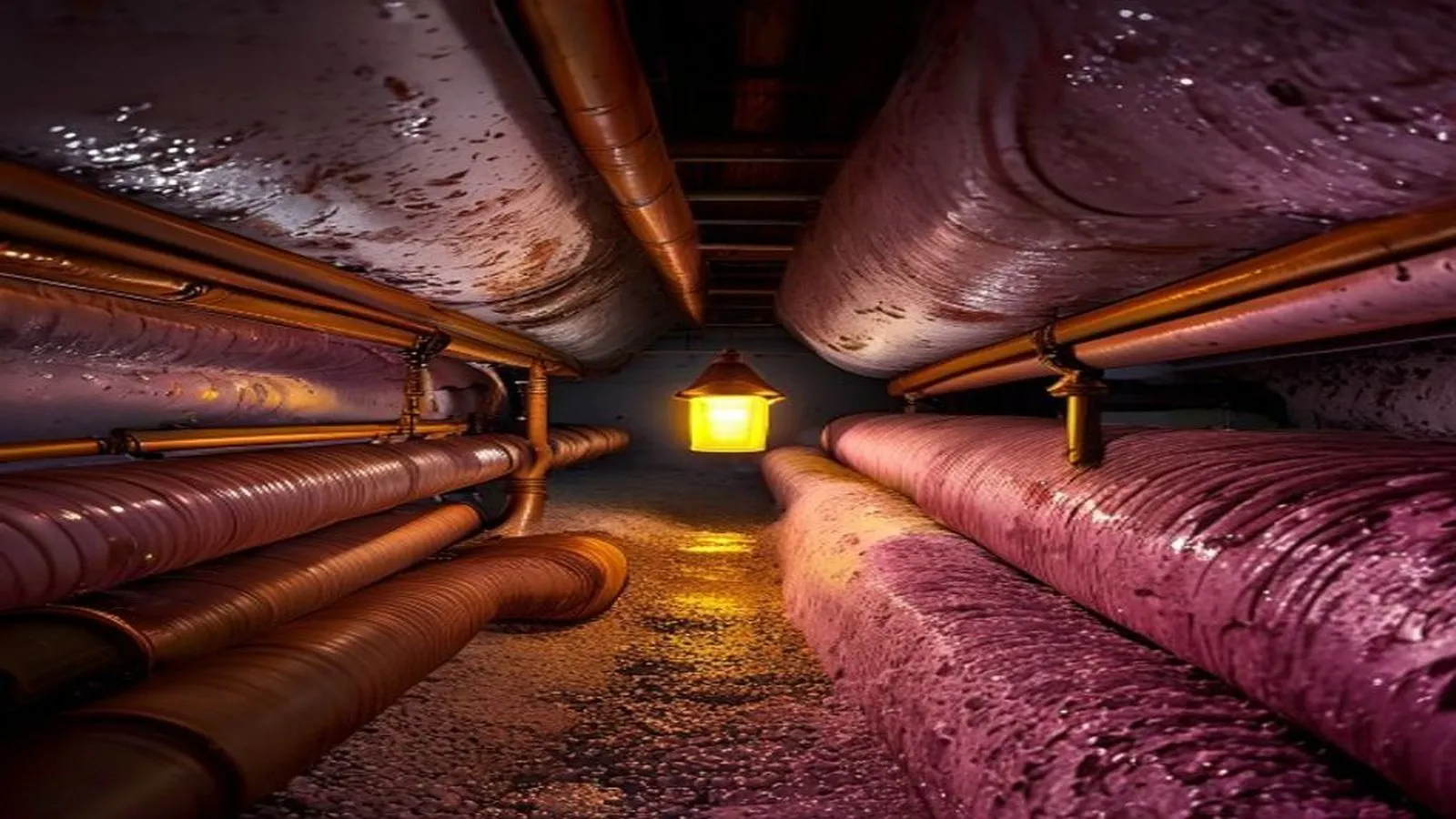 Copper supply pipes with condensation in a Texas attic with damp insulation
